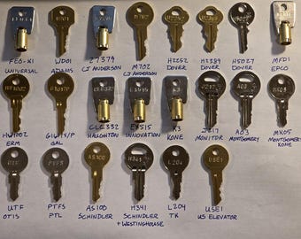22pc Comprehensive Fire Service Elevator Key Set - All Major Brands!