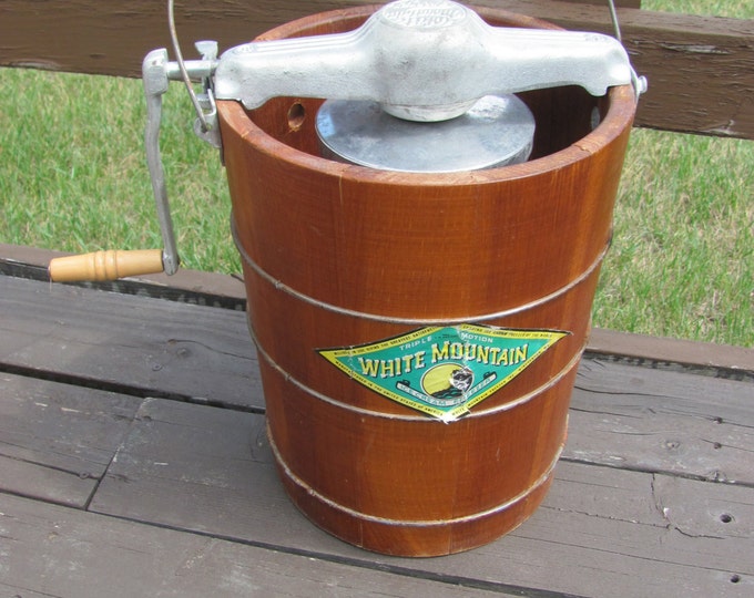 Vintage White Mountain Ice Cream Maker Ice Cream Churner Etsy