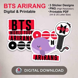 Adesivos imprimíveis do BTS Arirang | Kpop | Grátis | Download digital | PNG e PDF