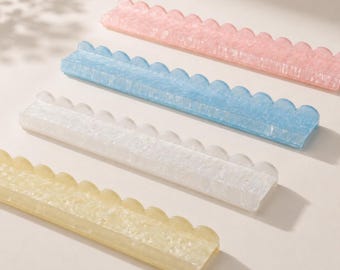 Mahjong 4pc Pearl Acrylic Tile Rack – Scalloped Edge Cloud Pattern – American Mah Jongg Game Night Accessory