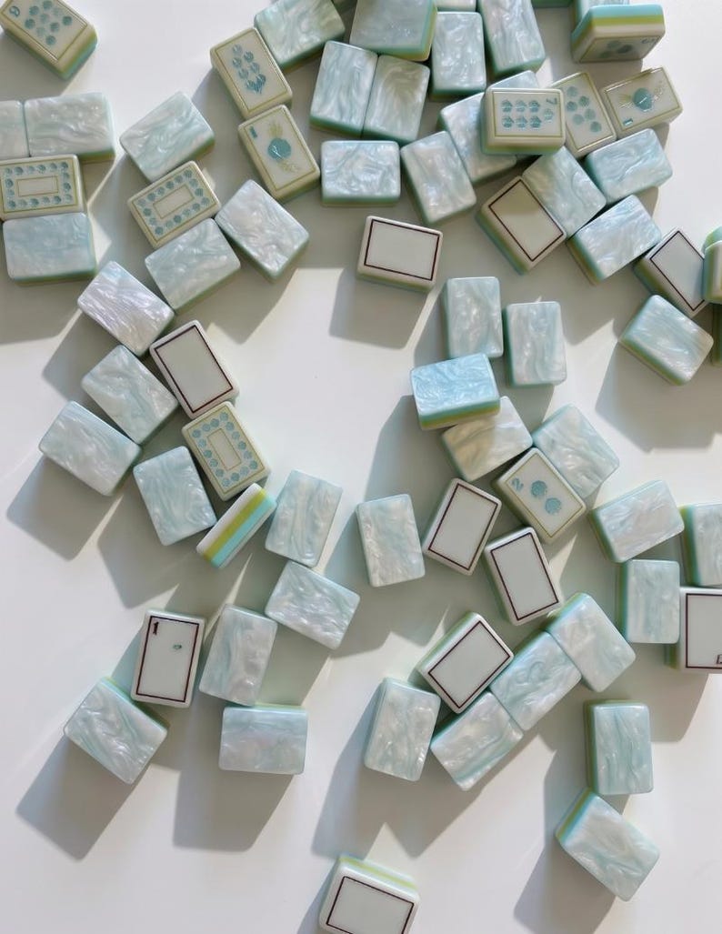 American Mahjong Set – 160 Pearl Aqua Acrylic Tiles – Tropical Ocean Design – Summer Beach Gift image 3
