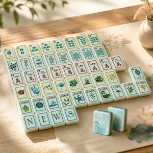 American Mahjong Set – 160 Pearl Aqua Acrylic Tiles – Tropical Ocean Design – Summer Beach Gift image 6