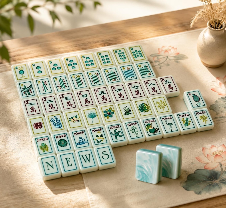American Mahjong Set – 160 Pearl Aqua Acrylic Tiles – Tropical Ocean Design – Summer Beach Gift image 6