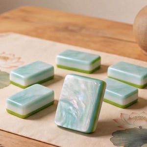 American Mahjong Set – 160 Pearl Aqua Acrylic Tiles – Tropical Ocean Design – Summer Beach Gift image 2