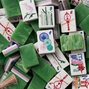 Handmade Jade American Mahjong Set 160 pc – Hand Painted Acrylic Tiles – Family Collection Premium Gift image 2