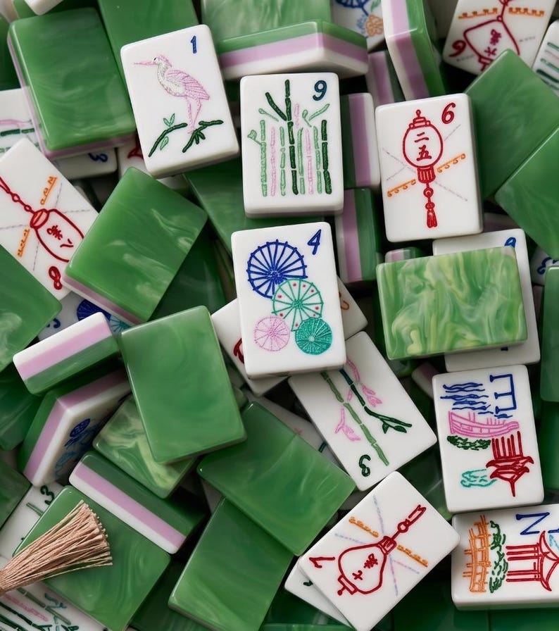 Handmade Jade American Mahjong Set 160 pc – Hand Painted Acrylic Tiles – Family Collection Premium Gift image 2