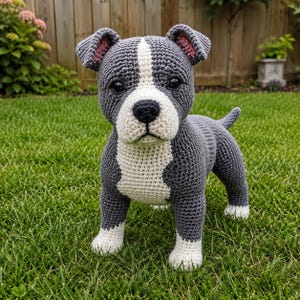 Realistic Pit Bull Crochet Pattern | Standing Amigurumi Dog Toy PDF (Instant Download)