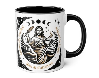 Mug décoratif inspiré de la spiritualité - Rise & Caffeinate | 11 onces