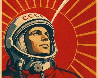 Primer Ciudadano del Cosmos - Póster de propaganda espacial soviética (1961 - era Gagarin)