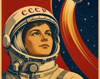Daughter of October - Soviet Space Propaganda Poster Print (1963 - Tereshkova era)
