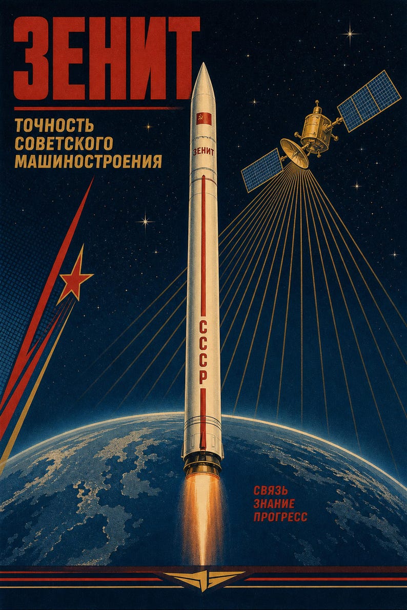 Zenit - Póster de propaganda espacial soviética (1985-2017 - era del Zenit-2) imagen 1