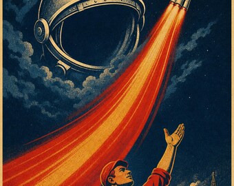 ¡Vamos! - Póster de propaganda espacial soviética (abril de 1961 - vuelo de Gagarin)