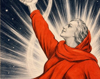 In the Name of Peace - Soviet Space Propaganda Poster Print (1958-1963 - golden age of Soviet space posters)