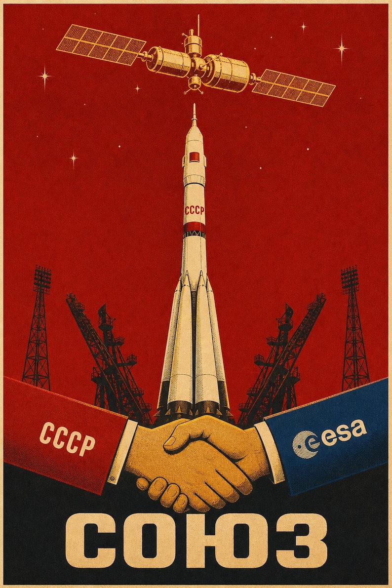 Soyuz - Soviet Space Propaganda Poster Print (1967-present - the workhorse) image 1
