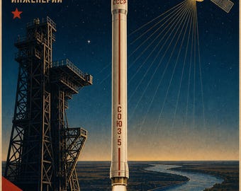 Irtysh - Soviet Space Propaganda Poster Print (2026 - alternate-history Soyuz-5)