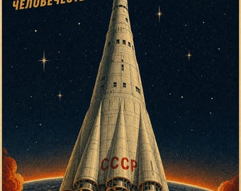¡A la Luna! - Póster de propaganda espacial soviética (1969 - éxito en la serie N1 de historia alternativa)