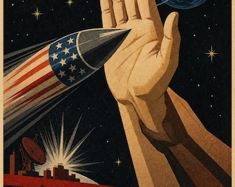 El espacio pertenece a todos - Cartel de propaganda espacial soviética (1984 - Era anti-SDI)