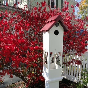 Combination 4x4 all Vinyl post mount bird house and feeder, outdoor bird house, All PVC birdhouse on a post. fun for garden Bird watchers,