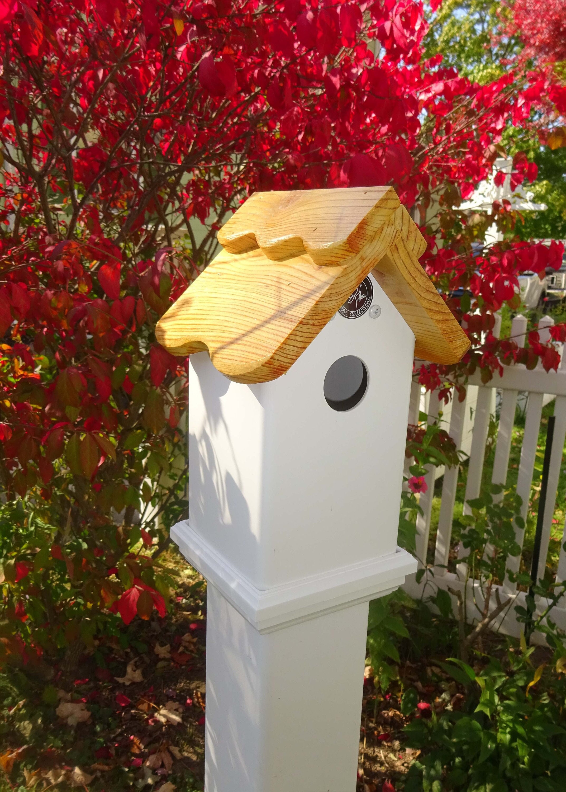 その他 GELCHOP BIRD HOUSE POST BOX Wood & PVC Bird House, Wood Cap Fence Post Topper, PVC