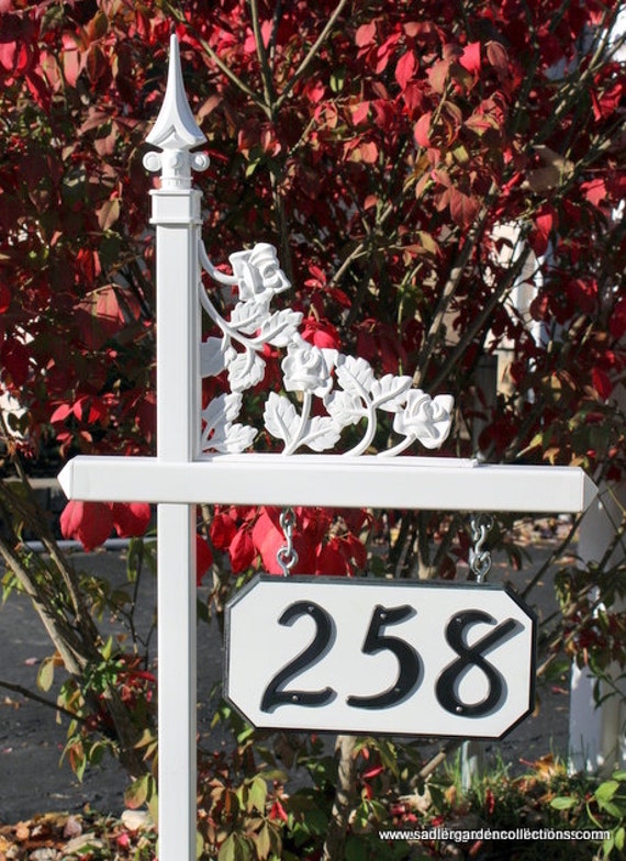 Pvc House Number Sign Holder Decorative Garden Art Rose Etsy