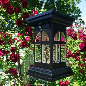 Black PVC hanging tube birdfeeder, durable, all weather black vinyl birdfeeder with tube, easy clean birdfeeder for gardeners & bird lovers image 4