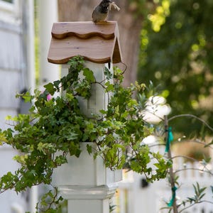 PVC Ivy tower, unique planter, cleanable bird house, bird feeder, suet holder, US made, functional garden accent, PVC free standing planter image 5