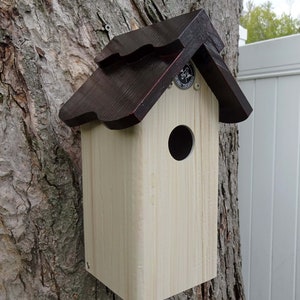 All PVC weatherable Bluebird house, nesting box, fully functional virtually maintenance free, post mount, modern, Made in US hand crafted