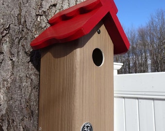 Modern Bluebird house, PVC Cedar Bird house fully functional virtually maintenance free post mount hanging birdhouse new design unique