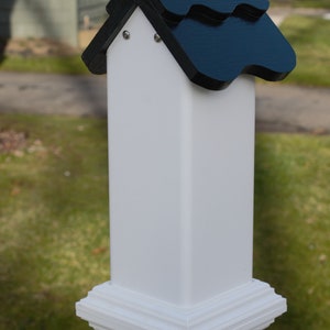 PVC post mount bird house for Nuthatch and small birds. All season all PVC, EZ clean, assembled, pvc post cap alternative Buffalo made image 7