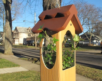 Hanging Brown roof outdoor planter- Vinyl planters - Modern Outdoor Hanging planter for Annual Plants