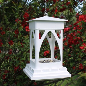 Outdoor vinyl bird feeder tray feeder PVC decorative low maintenance Bridgeport EZ Clean hanging Bird feeder Gothic style Made in the USA image 2