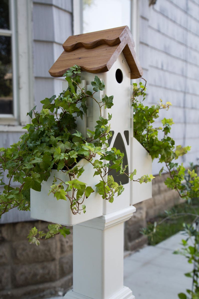 PVC Ivy tower, unique planter, cleanable bird house, bird feeder, suet holder, US made, functional garden accent, PVC free standing planter image 7