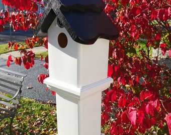 Birdhouse post topper, weatherable outdoor birdhouse, post mount virtually maintenance free nesting box made in Buffalo, Handcrafted