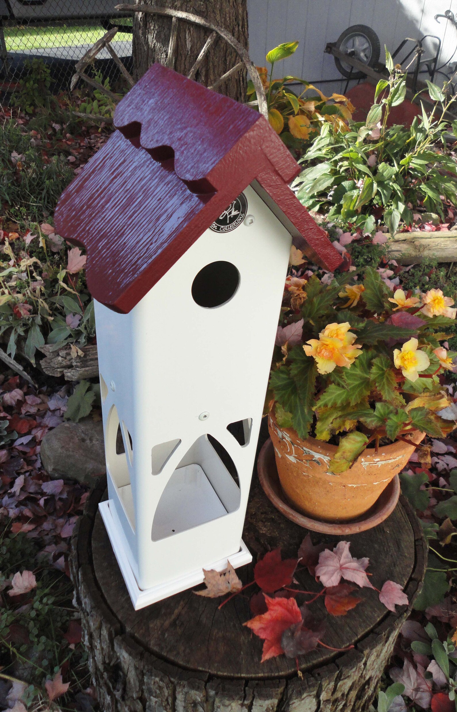 Combination 4x4 All Vinyl Post Mount Bird House and Feeder, Outdoor