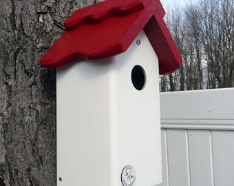 Bluebird house,PVC, cedar wood, modern, outdoor birdhouse, fully functional, virtually maintenance free, post mount,contemporary,made in USA