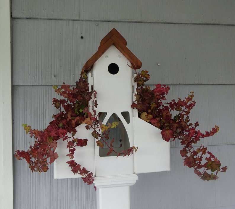 PVC Ivy tower, unique planter, cleanable bird house, bird feeder, suet holder, US made, functional garden accent, PVC free standing planter image 6