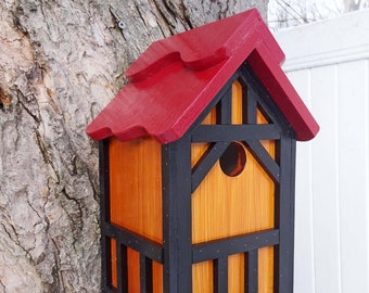 Tudor style birdhouse, C#5, handmade, hand painted, all weather Cellular PVC hanging birdhouse, birdhouse for bird lovers and gardeners