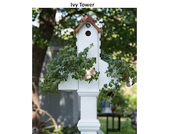 Versatile PVC Ivy Tower Planter: Birdhouse, Feeder, Garden Accent designed for 4x4 PVC post