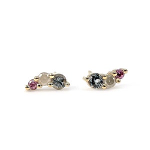 14k Gemstone Earrings - FARA Solid Gold Ear Climbers / Fine Jewelry / Sapphire Earrings / Diamond Earrings / Gift Idea / Delicate Earrings