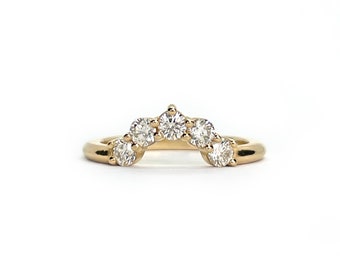 COVE Diamond Tiara Ring in Solid 14k Gold. Diamond Contour Band.