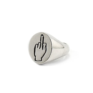 Silver Signet Ring - F.U. Too Signet Ring // Sterling Silver Signet Ring // Middle Finger Ring // Middle Finger Jewelry