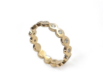 Handgemaakte CASI Eternity-band met echte diamanten van 0,28 ctw in 14k geel goud