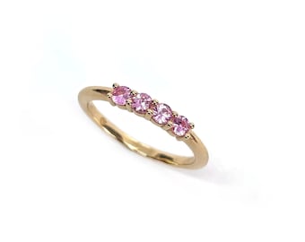 ADEN Pink Sapphire Ring in Solid 14k Gold