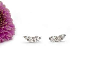 Diamond FARA Stud Earrings in Solid 14k Gold with Natural Diamonds