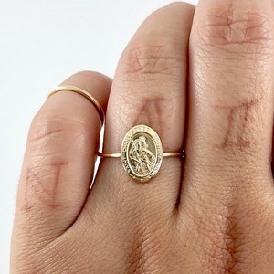 St. Christopher Ring solid gold ring // st. christopher charm // religious medal // religious ring // travel talisman image 4