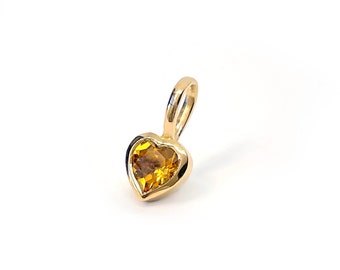 Citrine DESI Heart Charm in Solid 14k Gold - Solid Gold Heart Pendant. Fine Jewelry. Citrine Pendant. Heart Charm. Birthstone Jewelry.