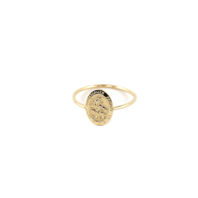 St. Christopher Ring solid gold ring // st. christopher charm // religious medal // religious ring // travel talisman image 5