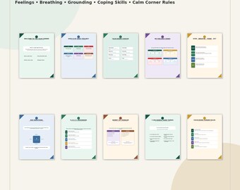 Calm Down Corner Kit, Emotional Regulation Posters, Coping Skills Cards (Digital Download)