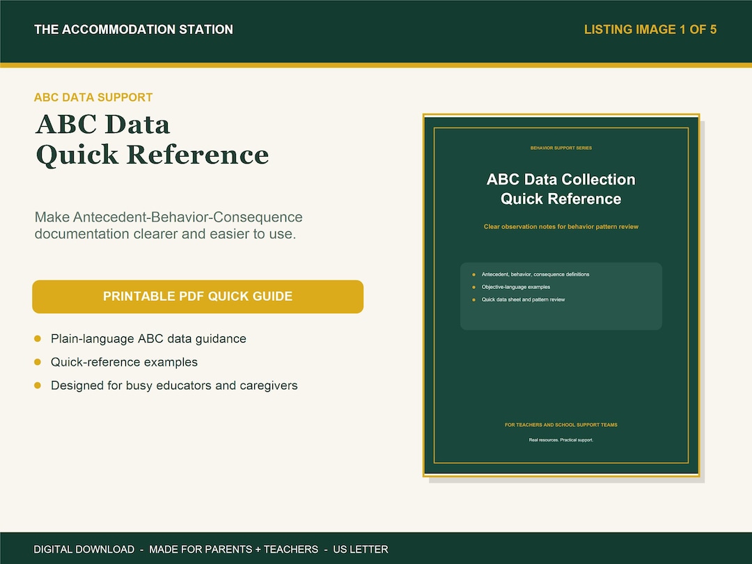 Collect Data Example ABC Data Collection Quick Reference | Antecedent Behavior Consequence ...