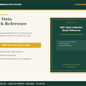 Snabbreferens för ABC-datainsamling | Exempel på föregående beteendekonsekvenser + utskrivbart observationsformulär